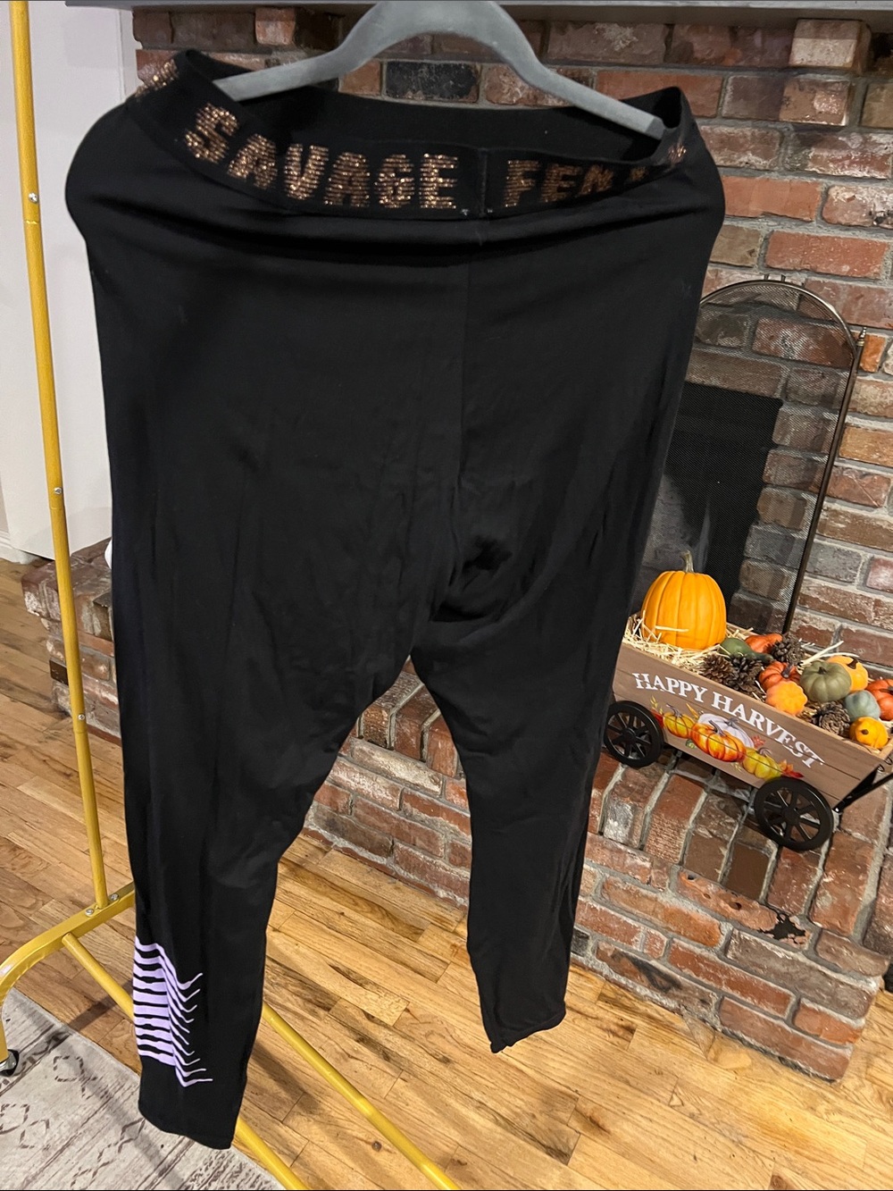 Savage X Fenty Black Kids Lounge Leggings with Metallic Logo Waistband